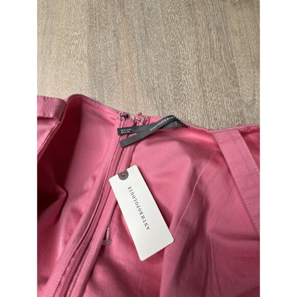 Anthropologie NWT Embroidered Shift Mini Dress Pink Bows Swans Size Large - Picture 6 of 8